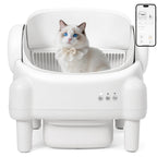 Paruuntys Self Cleaning Litter Box,Open Top Automatic Litter Box with App Control for Multiple Cats, Safety Sensors Protection, Odor Control Includes 2 roll Liners,Large Waste Bin, Cream White