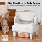 Paruuntys Self Cleaning Litter Box,Open Top Automatic Litter Box with App Control for Multiple Cats, Safety Sensors Protection, Odor Control Includes 2 roll Liners,Large Waste Bin, Cream White
