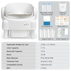 Paruuntys Self Cleaning Litter Box,Open Top Automatic Litter Box with App Control for Multiple Cats, Safety Sensors Protection, Odor Control Includes 2 roll Liners,Large Waste Bin, Cream White